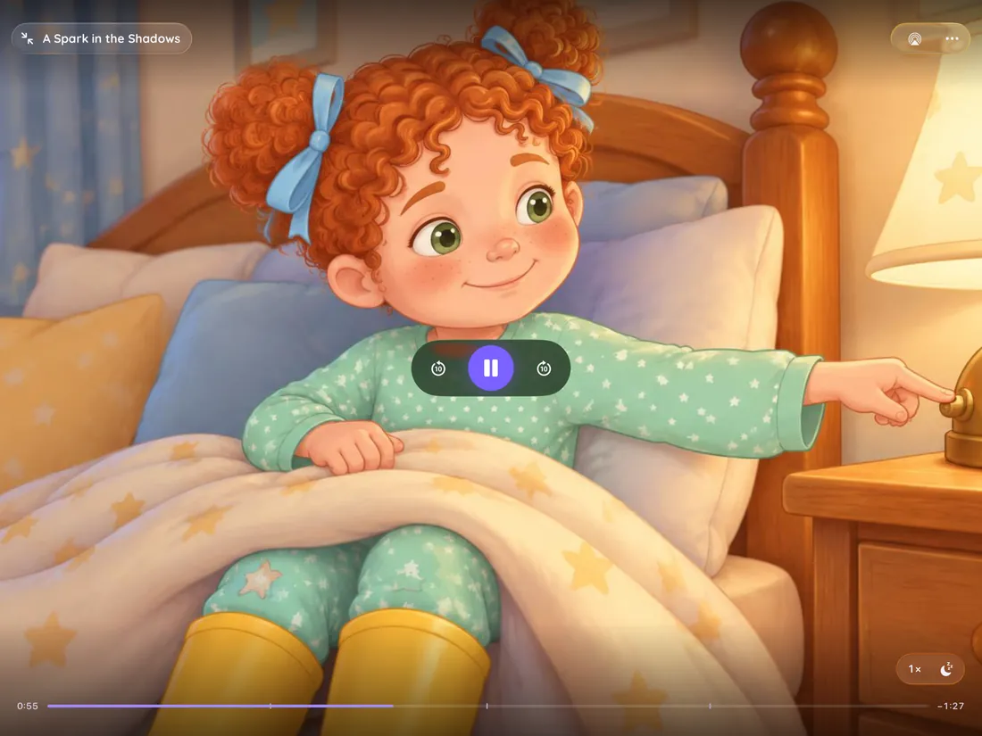 Cinema mode on iPad: the story's picture fills the screen while it plays.